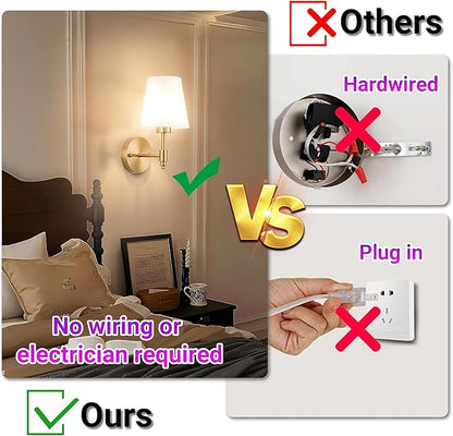 Battery Operated Wall Sconces Set of Two, Rechargeable Wireless Wall Lights with 10000mAh RGB Dimmable Detachable Bulb, Battery Sconces Wall Decor with Remote for Bedroom Living Room Hallway