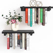 2 Set of Floating Bookshelf, Pine Wood Invisible Bookshelf, Hanging Bookshelves for Wall, Unique Space Saving Wall Bookcase, New Black (16.5L×8.7W×1.5H)