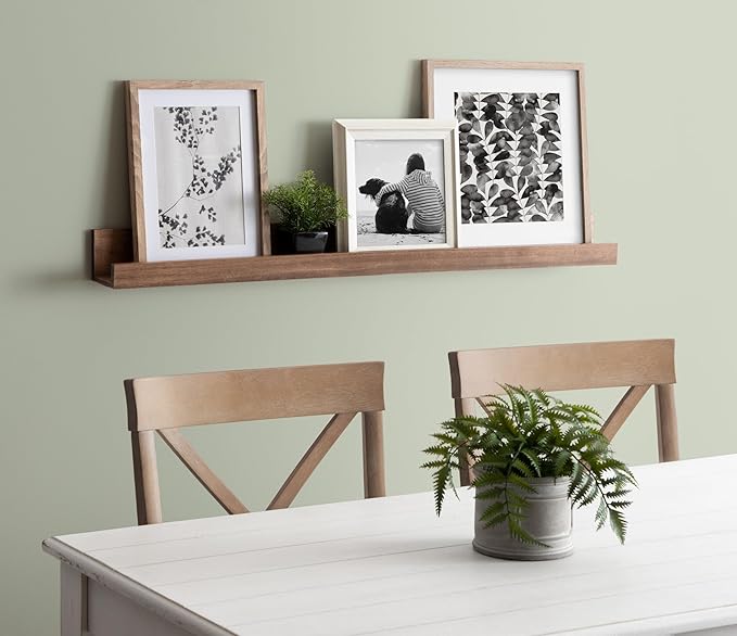 Kate and Laurel Levie Modern Floating Wall Shelf Picture Frame Holder Ledge, Rustic Natural Wood