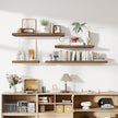 24 Inch Floating Shelves, 12 Inch Deep Floating Shelves for Wall, Floating Shelf with Invisible Brackets, Deep Shelves for Bathroom, Bedroom, Living Room, 2 Pack, Walnut