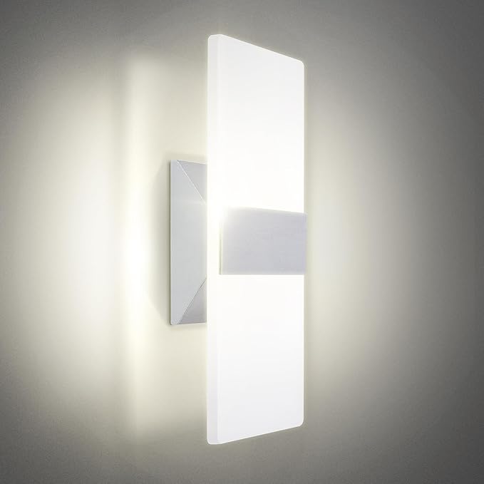 ASD LED Indoor Wall Mount Light Fixture - 12 Inch 12W Modern Interior Brushed Nickel Dimmable Wall Sconce Light - UL 2700K-5000K Adjustable - Hallway, Bedroom LED Wall Lights