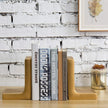MyGift Modern Gold Concrete Office Bookshelf Decor Bookends for Heavy Book and Textbooks, Desktop Book Holder, 1 Pair