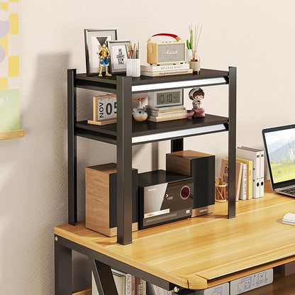 2-Tier Spice Racks, Kitchen Counter Shelves, Industrial Style Kitchen Storage, Metal Adjustable Countertop Shelf for Bathroom, Coffee Bar, Cabinet, Desk, 19.68" W*13.78" D*22.05" H, Black