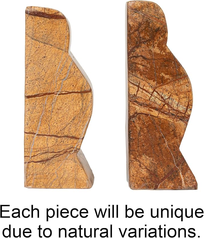 Creative Co-Op Decorative Marble Wave Bookends, Forest Brown
