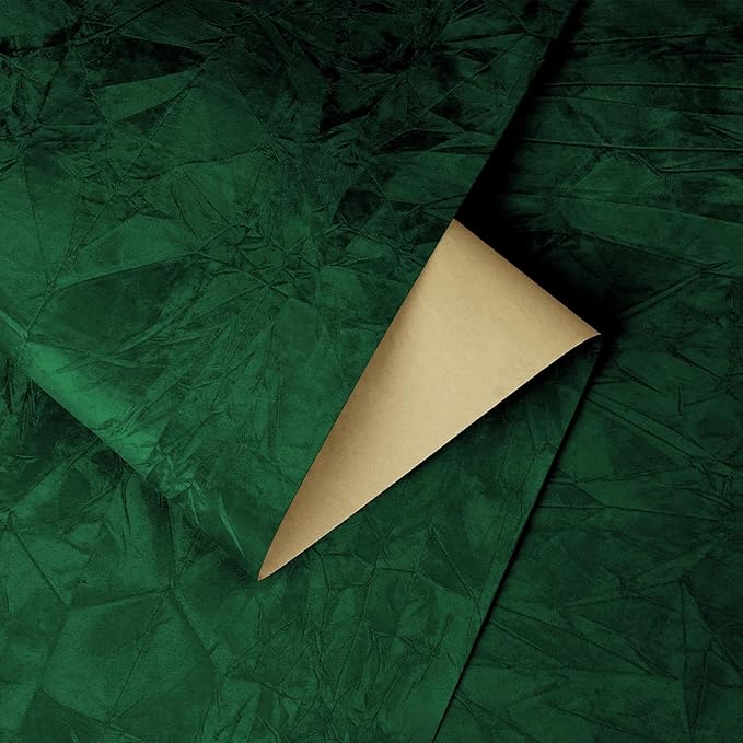 YENHOME 30"X393" Dark Green Velvet Wallpaper Peel and Stick Vintage Green Wallpaper for Bedroom Velvet Wall Paper Peel and Stick Textured Contact Paper Self Adhesive Felt Sheet Roll