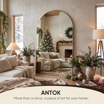 Antok 86" x46” Arched Full Length Floor Mirror, Gold Aluminum Frame, Free Standing/Wall Mount/Leaning for Bedroom, Living Room, Dressing Room