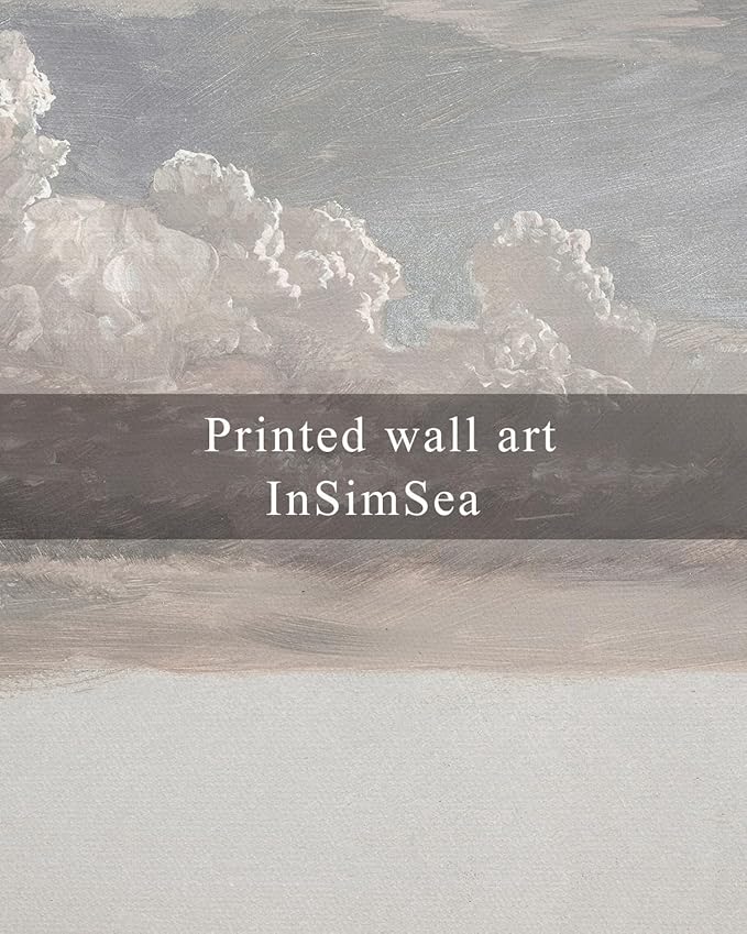 InSimSea Framed Canvas Wall Art Vintage Decor, Home Decor Classical Oil Painting Cloud Study Large Decorations for Living Room, Wall Art for Bedroom Bathroom Gallery, 20