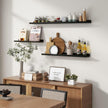 Picture Ledge Wall Shelves 16 inches Width Set of 3, Solid Pine Wood Rustic Floating Ledge Shelves for Wall for Kids' Room Bedroom Kitchen Bathroom Living Room Nursery Display Decor, Black