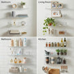 Acrylic Floating Shelves, Adhesive Wall Mount Command Shelves for Bathroom, Kitchen, Dorm - Renter-Friendly Easy Install Wall Shelves for Home Decor and Organization (Fully Clear-2 Pack)