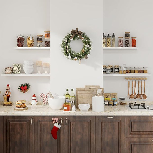 Fun Memories Floating Shelves for Wall, 40 Inch Floating Shelves for Home Decor, Wall Mounted Rustic Wood Shelves, Bathroom, Hanging Deep Shelf for Bedroom, Living Room, Kitchen (White, Set of 2)