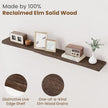Floating Shelves for Wall Decor, Rustic Solid Elm Wood Live Edge Floating Shelves Wall Mounted, Wall Shelves with Invisible Bracket for Living Room Bathroom Bedroom Kitchen, 55 Inch, Walnut