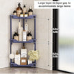 Orimade Rustproof 3 Tier Floor Standing Corner Shower Caddy Organizer, Plastic Metal Splicing Floor Corner Shelf Rack Stands for Bathroom, Bluish-Purple