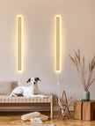 1 Pack Modern Plug in Long Wall Sconce 39.3‘’ LED Bamboo Wall Lights 31W Long Strip Indoor Wall Lamp 3000K with 6.5FT Plug in Cord and On/Off Switch on The Cord for Living Room Hallway Stairwell