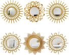 Namalu 6 Pcs Sunburst Mirror for Wall Decor, Small Circle Sun Espejos Decorative Mirror Hanging for Art Entryway Home Decor Bathroom Bedroom Living Room(Elegant,Gold)