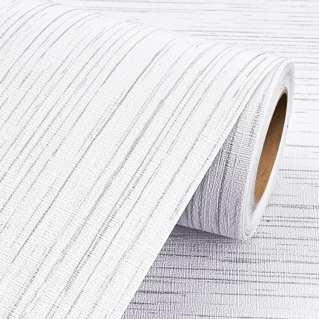 Livelynine White Grasscloth Peel and Stick Wallpaper Textured Grass Cloth Wall Paper Peel & Stick Modern Bathroom Bedroom RV Wall Covering Removable Texture White Contact Paper for Cabinets 15.8x78.8