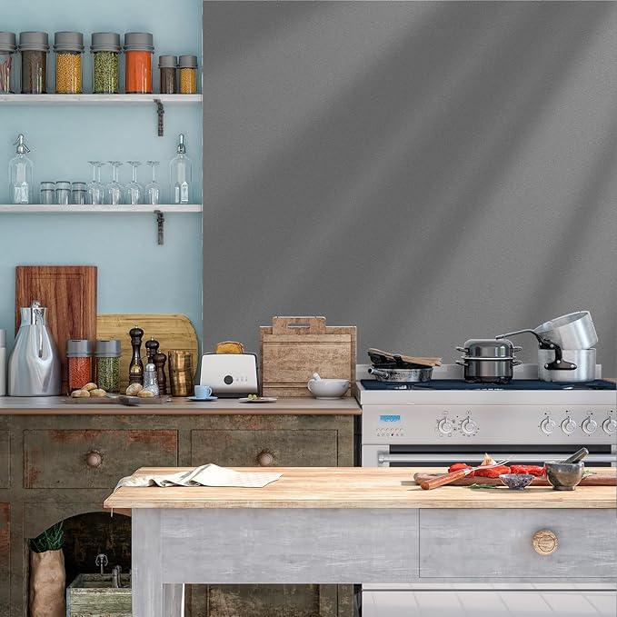 Yancorp 16"x394" Matte Dark Gray Contact Papaer Peel and Stick Wallpaper Vinyl Wrap Countertop Wallpapers Waterproof for Cabinets Drawers Bedroom Kitchen Self-Adhesive Wallpaper
