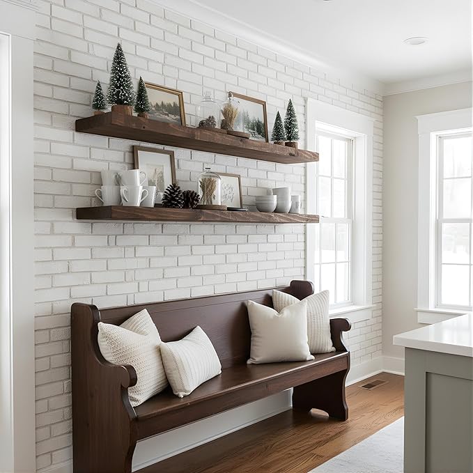 Modern Timber Craft Reclaimed Wood Floating Wall Shelf | Solid Rustic American Barnwood, Floating Shelf Brackets | 2.75