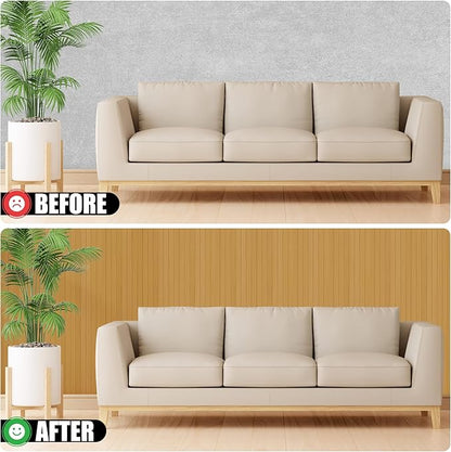 2 Pack Bamboo Wall Panel for Interior Wall Decor, Renewable Pole Wrap Wainscoting Roll Bamboo Covering Paneling for Wall Ceiling Office Bedroom Living Room (12" H x 96" L, Carbonized)