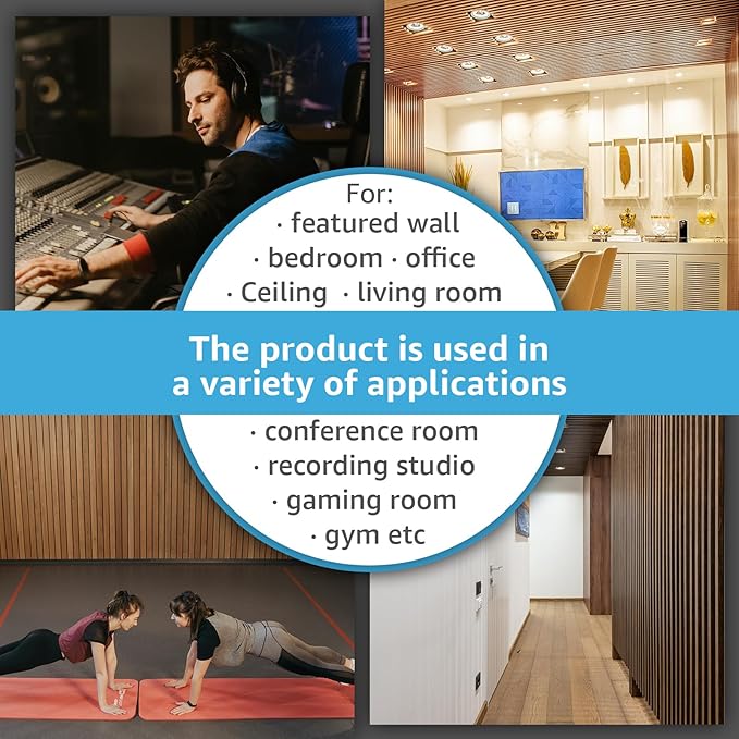 Art3d 6-Piece Wood Slat Acoustic Panels for Stylish Decor and Noise Reduction, 3D Textured Panel for Ceiling and Wall, Walnut