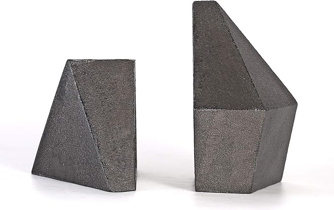 Decorative Bookends, Heavy Duty Cast Iron, Art Shelf Decor, Geometry Abstract Theme (Black) by Ambipolar