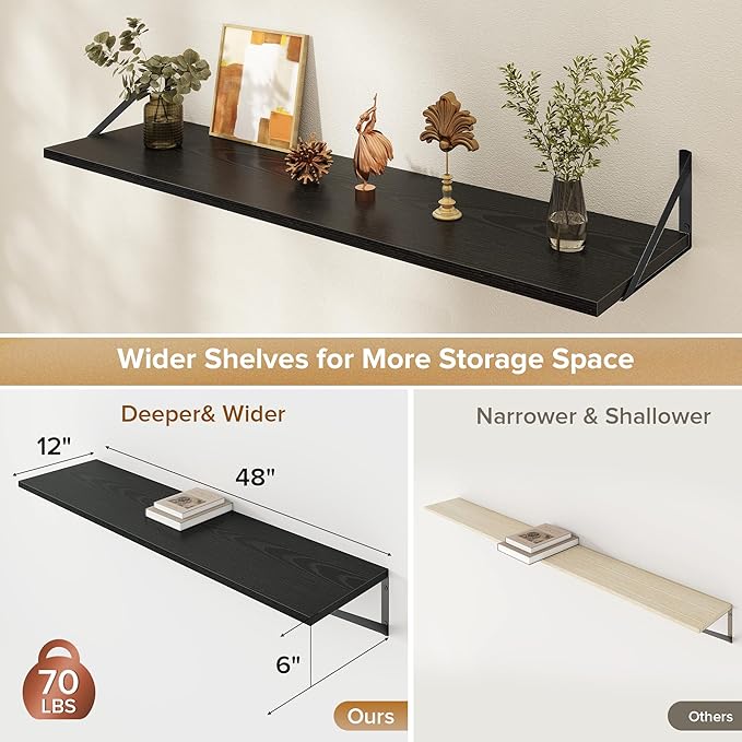 Deep Floating Shelves Wall Mounted, 48