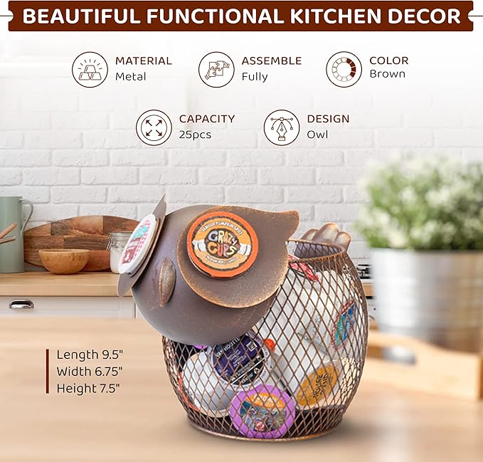 Made Easy Kit Coffee Pod Organizer - Home Coffee Bar Functional Décor - Café Station Countertop Storage Accessories (Sea Turtle)
