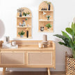 Qivine Boho Wall Shelf 2 Pcs 3 Tier Shelves for Room Wall Wood Floating Shelf with Arched Wood Design Walls Mounted for Living Room, Bedroom, Bathroom Decor (Primary, 3-Tier)