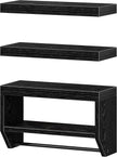 QEEIG Bathroom Floating Shelves for Wall - Shelf Over Toilet Paper Storage Farmhouse 16 inch Set of 3, Black (028-40B3)