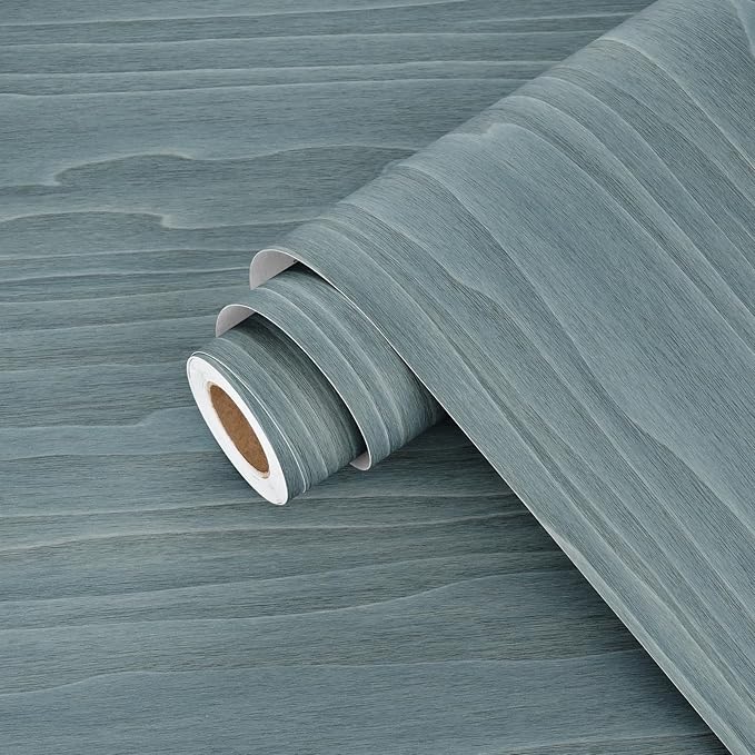 Wallercity Gray/Blue Weathered Wood Contact Paper for Countertops Vintage Peel and Stick Wooden Wallpaper for Bathroom Kitchen Cabinets Self Adhesive Wood Wall Paper for Desk Table Tops 15.8''x78.7''