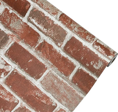 Hopeak Red Brick Wallpaper Self-Adhesive Peel and Stick Wallpaper Waterproof and Removable Good for Home Decoration and Furniture Renovation 17.5 x 394 Inches