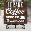 Coffee Bar Decor, Farmhouse Kitchen Table Decor, Coffee Station Accessories, Wooden Decorative Sign with Iron Stand for Table Desk Shelf Display-E13
