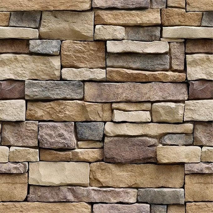 Abyssaly Stone Wallpaper Brick Wallpaper Peel and Stick Stone Backsplash Self-Adhesive Removable Vinyl Wraps Grey Faux Brick Shelf Paper 17.71" X 393.7" Home Decorations Contact Paper