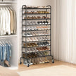 STORAGE MANIAC 10-Tier Expandable Shoe Rack, 44 Pairs Tall Vertical Shoe Rack, Heavy-Duty Metal Adjustable Shoes Organizer for Closet, Entryway, Hallway, Garage, Front Door, Shoes Shelves, Black
