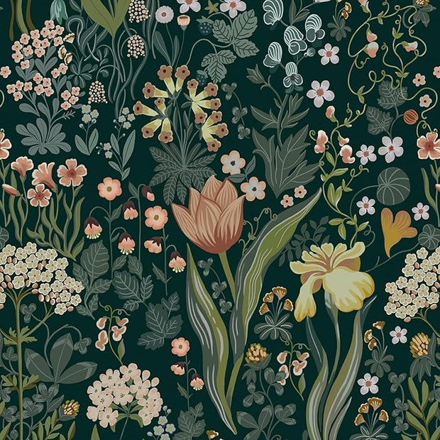Peel and Stick Wallpaper Vintage Wall Paper Green Floral Contact Paper Removable Wallpaper 17.3"x118" Leaf Flower Self Adhesive for Bedroom Drawer Decor Vinyl Rolls