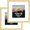 FrameWorks 2-Pack, 12x12 Matted to 8x8 Picture Frame, Natural Oak – Classic Wooden Photo Frame with Tempered Glass, Modern Matte Finish for Prints, Posters, Certificates & Wall Decor – Gallery-Ready