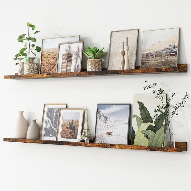 Picture Ledge Shelf, Floating Shelves Set of 2, 56 Inches Long Large Nursery Book Shelves for Toys Storage, Kids Bookshelf Wall Mounted for Living Room Bedroom Decor Books Photo Frames