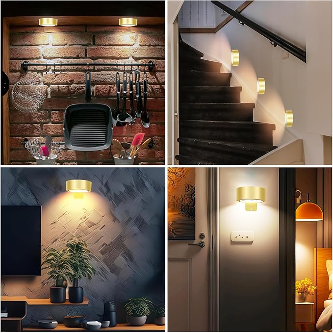 TTQ 4 PCS Magnetic Picture Lights for Wall Battery Operated,Wall Painting Light with Wireless Control,Art Display Light,Wall Decor Puck Lights for Picture Frame Portrait Artworking