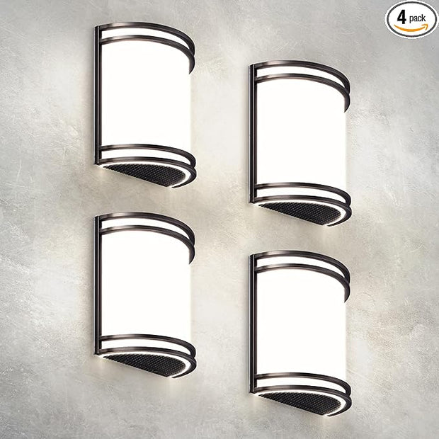 ASD LED Indoor Wall Mount Light Fixture - 10 Inch 15W Modern Interior Oil Rubbed Bronze Dimmable Wall Sconce Light - ETL 3000K 4000K 5000K Adjustable - Hallway, Bedroom LED Wall Lights, 4 Pack