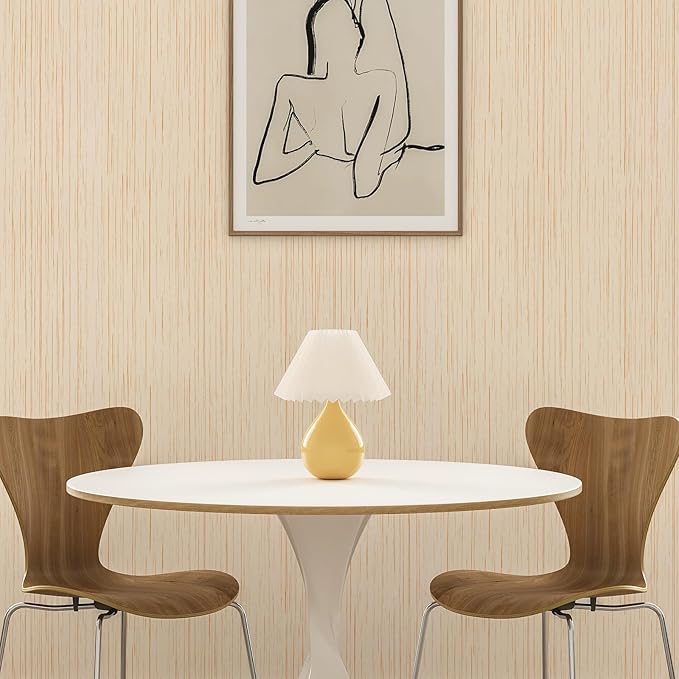 Beige Grasscloth Peel and Stick Wallpaper A Set of 23.6''x120'' Textured Self-Adhesive Contact Paper Linen Grasscloth Removable Wallpaper for Cabinets Counter Top Liners