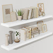 Fun Memories 55 Inch Floating Shelves for Wall, Fireplace Mantel Shelf with Invisible Heavy Duty Bracket, 8 Inch Deep Storage Shelf for Living Room, Kitchen, Farmhouse, White (2-Pack)