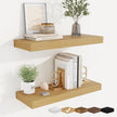 fuqing Floating Shelves for Wall, Wall Mounted Wood Floating Shelf with Invisible Brackets for Living Room, Bathroom, Bedroom, Kitchen Storage and Decor, 20 Inch Set of 2, Oak