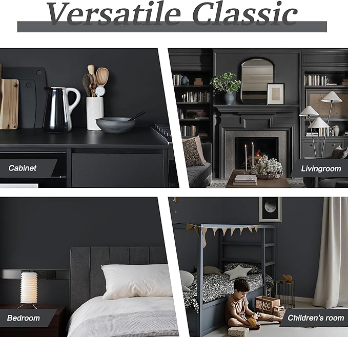 Dimoon 17.7''x393'' Peel and Stick Wallpaper Dark Grey Contact Paper for New Environmentally Friendly Materials Thickening Upgrade Embossed Renter Friendly Gray Wall Modern Vinyl Countertop Bedroom