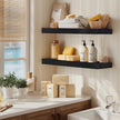 36x6.8x2 Inch Rustic Floating Shelves for Wall Set of 2 - Black Solid Wood Wall Mounted Shelves with Invisible Bracket, Extended Design for Farmhouse Living Room Bedroom Kitchen Decor