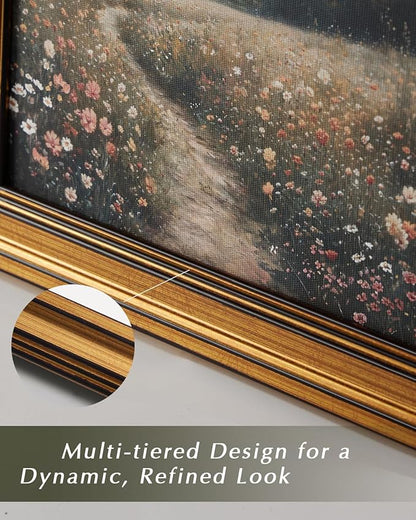 HUARCEY Gold Framed Canvas Wall Art, Book Cat Vintage Decor, Rustic Vintage Neutral Canvas Paintings Retro Table Desk Picturesfor Bathroom Bedroom Living Room, 12x16Inch
