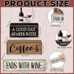 4 Pcs Farmhouse Table Decor Wooden Stacked Block Sign with Wine Bottle, Coffee Cup & Glass Sculpture a Good Day Starts with Coffee Ends with Wine Sign for Home & Bar Housewarming Gift