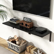 Fun Memories Floating Shelves for Wall, 12 Inch Deep Floating Shelves Set of 2, Wall Mounted Shelf with Metal Brackets, Rustic Wood Wide Shelf for Bathroom, Kitchen and Living Room, Black, 24W x 12D