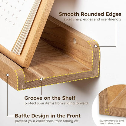 Picture Ledge Shelf | 48 Inch Floating Shelves Set of 2 | Natural Wood Wall Shelves with Lip | Wooden Picture Shelf for Wall with Ledge | Photo Ledges