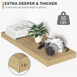 Fun Memories Floating Shelves - 24 Inch Rustic Wooden Wall Shelves - Extra Deeper & Thicker Wall Mounted Storage Shelf for Living Room, Kitchen, Farmhouse - 24