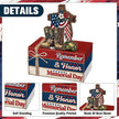Geelin 4 Pcs Memorial Day Wooden Book Stack Decorations, Patriotic Tabletop Book Sign Set with Boots Cross Helmet and Flag, Rustic Red White Blue Tiered Tray Decor for Home, Office, Veterans Day