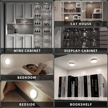Puck Lights with Remote Control, Under Cabinet Lighting with Magnetic and Cordless, 1200mAh Rechargeable Closet Lights Stick On Lights for Under Cabinet,Hallway, Stairway,Closet (Cool White,9pcs)